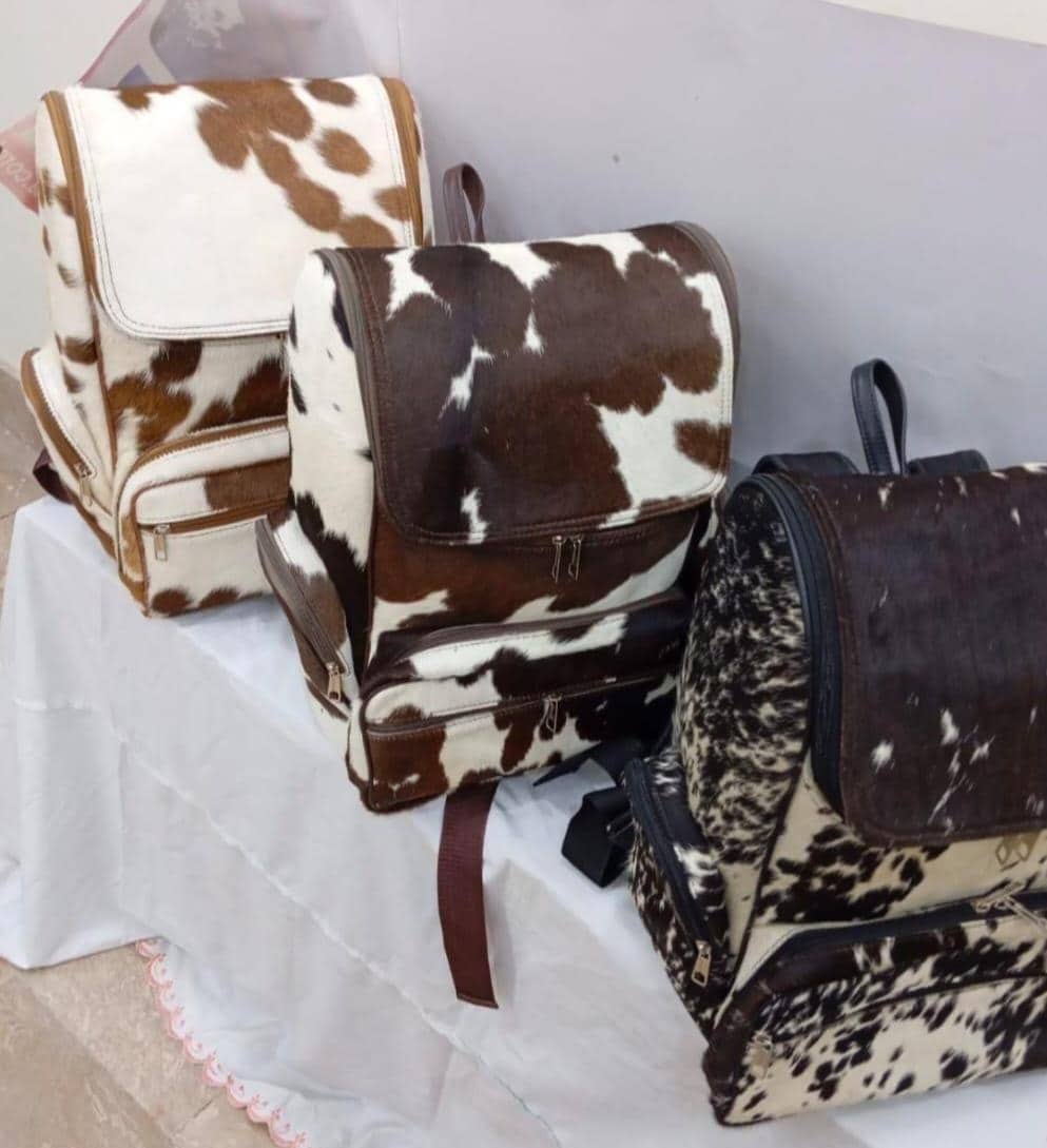 Handmade Cowhide Hair on Leather Backpack Genuine Fur Travel 