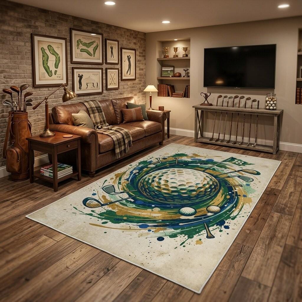 Large Vintage Golf Theme Rugs - Etsy