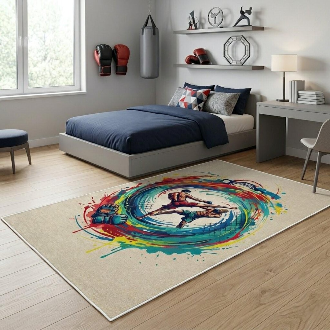 Dojo Rug Texture MMA Combat Splash Art Area Rug for Dojo and Man Cave Decor - Etsy