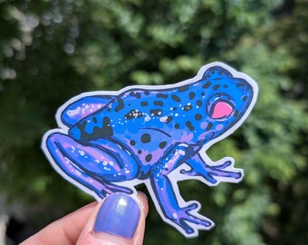 Purple frog sticker - original artwork on matte vinyl paper