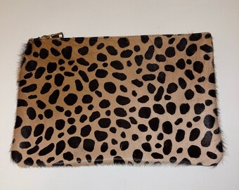 Big Leather Leopard Print (Hair) Pouch