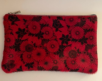 Big Leather Floral Print Pouch