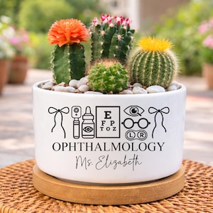 Custom Ophthalmology Plant Pot, Personalized Eye Doctor Gift, Ophthalmologist Planter, Eye Clinic Desk Decor