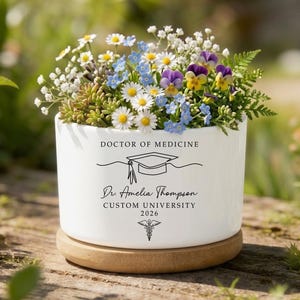 Custom Doctor of Medicine Plant Pot, Personalized MD Gift, MD Graduation Gift, Physician Gift, Medical Office Planter Decor