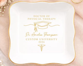 Plato personalizado para anillos de graduación de Doctor en Fisioterapia, regalo personalizado para DPT, recuerdo de graduación de fisioterapia, regalo de graduación de DPT