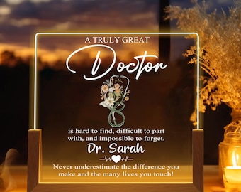 Custom Doctor LED Light Desk Name Plate – Personalized Acrylic Name Sign for Doctor Office – Medical Desk Decor – Graduation Gift for Doctor