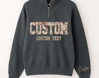 Custom Embroidered Varsity Floral Crewneck, Embroidery Crewnec, Custom Embroidery, Personalized Sweatshirt, Embroidered Sweatshirt, Mom Gift