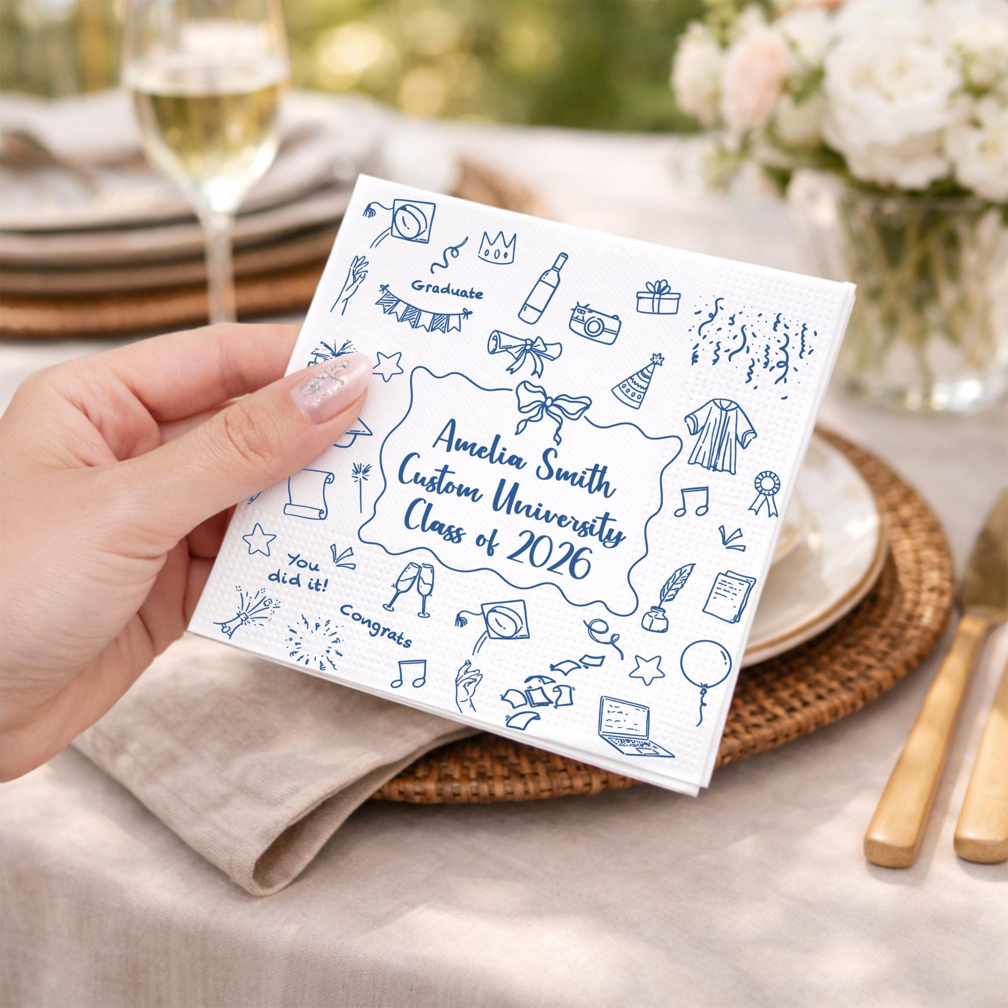 Personalized Graduation Napkins, Custom Name Class of 2026 Congrats ...