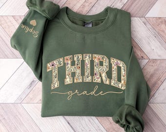 Custom Third Grade Teacher Sweatshirt, Embroidered 3rd Grade Team Shirt, Teacher Appreciation Gift, Elementary School, Teaching Tee