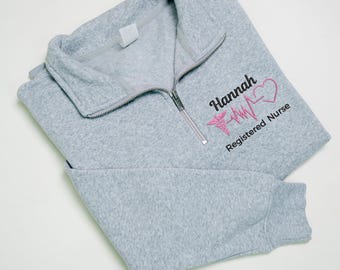 Custom Embroidered Nurse Quarter Zip Sweatshirt, Registered Nurse Sweatshirt, Registered Nurse Sweater, RN Gifts, Gift for Nurses, Christmas