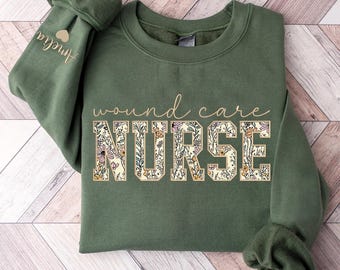 Sudadera de enfermera bordada personalizada para el cuidado de heridas, con apliques florales, ideal como regalo de graduación.