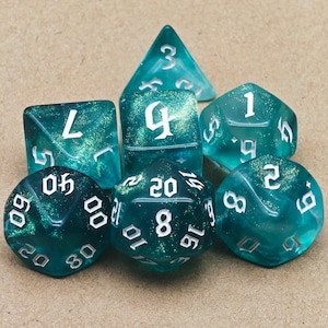Dream Galaxy Resin Dice DND D20, D6 Dice, Purple Resin Sharp Edge D&D Dice Set, Dungeons and Dragons Polyhedral RPG Dice Set DND Gift