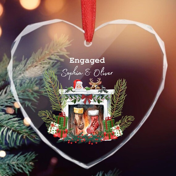 Our First Christmas Engaged Ornament, Keepsake Gift For Couple, Mr And Mrs Ornament, Special Date Gift, New Wife Gift, Bride To Be Gifts - UK