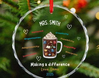 Personalized Teacher Appreciation Gift coffee Ornament Keepsake from students,Personalized thank you Teacher gift,teacher christmas ornament