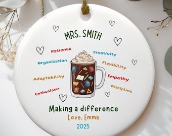 Personalized Teacher Appreciation Gift coffee Ornament Keepsake from students,Personalized thank you Teacher gift,teacher christmas ornament