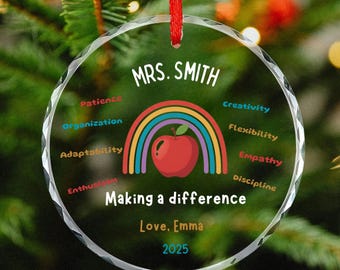 Personalized thank you Teacher Christmas Ornament rainbow, gifts for teacher, Teacher Ornament Personalized, School Christmas Ornament 2025
