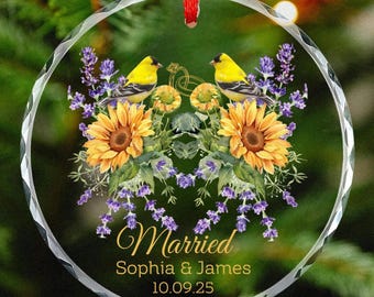 First Christmas Married Ornament birds, Personalized Our First Christmas As Mr And Mrs,Personalized Wedding Gift,Newlywed 2025,gift for couple