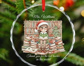 Personalized thank you Teacher Christmas Books Ornament, Teacher Ornament Personalized, School Christmas Ornament 2025, gifts for teacher