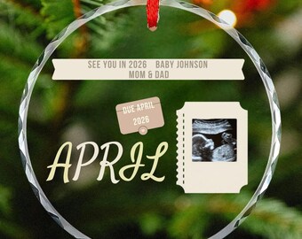 Pregnancy Ultrasound Photo Ornament, Baby Announcement Ornament, Grandparents Gift, Baby Reveal Keepsake, Custom Name, Neutral Nursery Decor