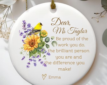 Personalized Thank You Gift ornament, Leaving Gift, Gift For Her, Gift For Teacher, New Job Gift, Thank You Christmas Keepsake,Coworker Gift