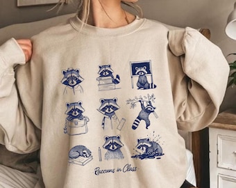 Teacher Raccoons in Class Sweatshirt, Funny Classroom Animals Crewneck, Cute Raccoon Teacher Gift, Comfort Colors Teacher Hoodie, Fall Tee