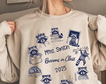 Teacher Raccoons in Class Sweatshirt, Funny Classroom Animals Crewneck, Custom Raccoon Teacher Gift, Comfort Colors Teacher Hoodie, Fall Tee