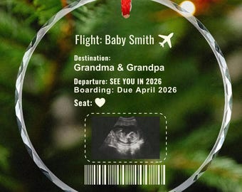 Pregnancy Announcement Ultrasound Ornament, Baby Announcement Photo Ornament, Grandparents Gift, Baby Reveal Keepsakes, Custom Name Gift Set
