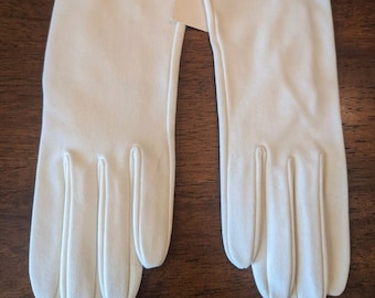 Vintage Gant Madeleine Inglaterra guantes de noche de algodón blanco nuevo stock antiguo