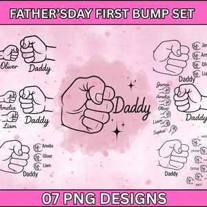 Father&#39;s Day Fist Bump Set Svg, Dad Fist Bump Svg, Father&#39;s Day Design, Baby Toddler Kid Dad Fist Bump, Customized Name Svg, Family Svg