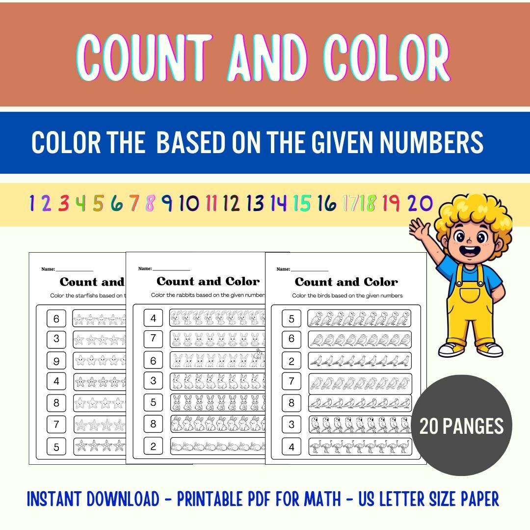 Count and Color Worksheets | Color by Number for Kids | Printable Math ...