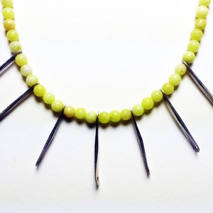 Peridot jasper and silver chain necklace image 1