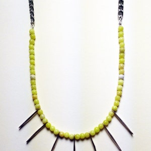 Peridot jasper and silver chain necklace image 2