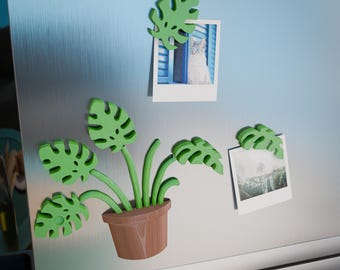 Monstera Leaf Fridge Magnet Set – 3D Printed Tropical Plant Magnets, Boho Home Decor, Jungle Vibe Kitchen Accessories, Plant Lover Gift