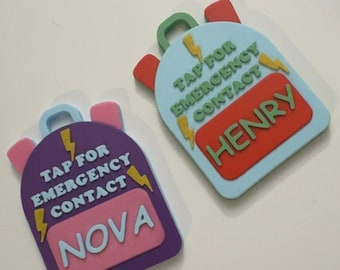 Emergency Contact Backpack Tag - 3D Printed NFC Backpack Tag - NFC Keychain - Emergency Contact NFC Keychain