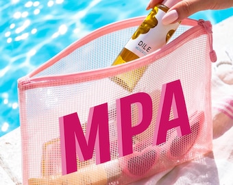 Personalized Pool Bag, Shadow Monogram Pool Bag, Bridesmaid Beach Wet Bag, Waterproof Pool Bag, Bachelorette Party Favor, Bridesmaid Gifts