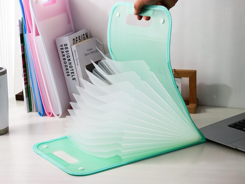 A4 Dokumenten-Organizer-Tasche, erweiterbarer tragbarer Aktenhalter, benutzerdefinierter Dateispeicher, Geschenk für Lehreranerkennung Bild 5