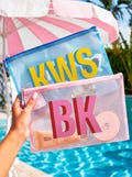 Personalized Shadow Monogram Pool Bag, Bridesmaid Beach Pouch, Waterproof Wet Bag, Bachelorette Party Favor product logo