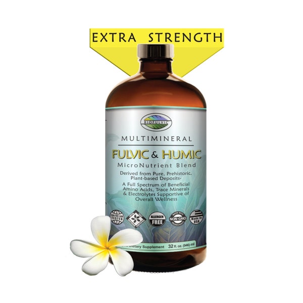 Oxygenated Fulvic & Humic Trace Minerals EXTRA STRENGTH,  Vitality Supplement for Sleep, Detox, Hair, Nails and Skin