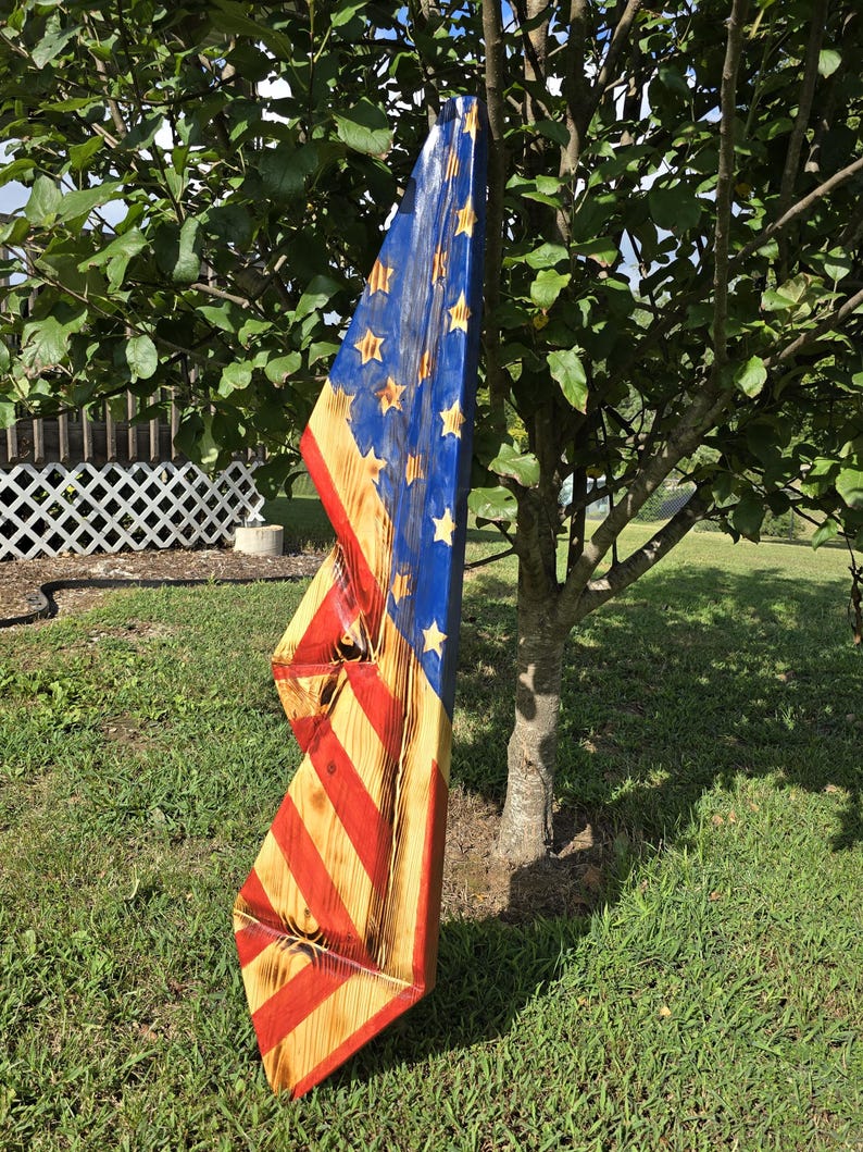 Handmade Draped Wooden American Flag – Rustic Patriotic Wall Hanging ...