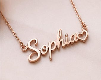 Personligt namnhalsband, Anpassat namnhalsband i 18 karat guld, Minimalistiskt namnhalsband, Julklapp, Mors dag-present, Present till henne