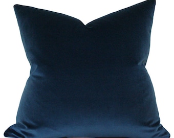 Midnight Blue Velvet Luxury Throw Pillow - Designer Pillow - Custom High End Pillow Cover