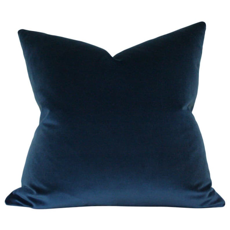 Midnight Blue Velvet Luxury Throw Pillow Designer Pillow Custom High End Pillow Cover Etsy