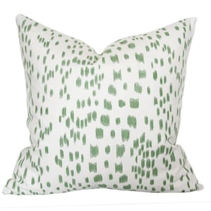 Les Touches Green Luxury Throw Pillow - Brunschwig and Fils Spotted Designer Pillow - High End Pillow Cover