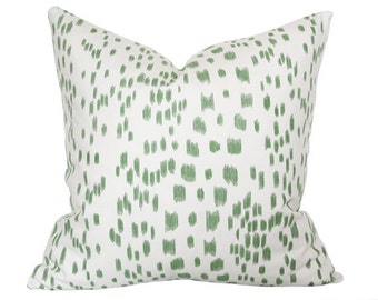 Les Touches Green Luxury Throw Pillow - Brunschwig and Fils Spotted Designer Pillow - High End Pillow Cover