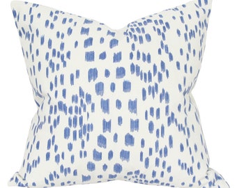 Les Touches Cadet Medium Blue Luxury Throw Pillow - Brunschwig and Fils Spotted Designer Pillow - Custom High End Pillow Cover