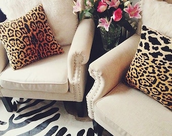 Leopard Velvet Customizable Pillow Cover - Luxury Custom Made-to-Order Designer Decorative Cushion