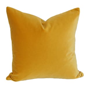 Golden Yellow Velvet Luxury Throw Pillow Designer Pillow Custom High End Pillow Cover image 1