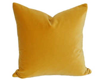 Golden Yellow Velvet Luxury Throw Pillow - Designer Pillow - Custom High End Pillow Cover
