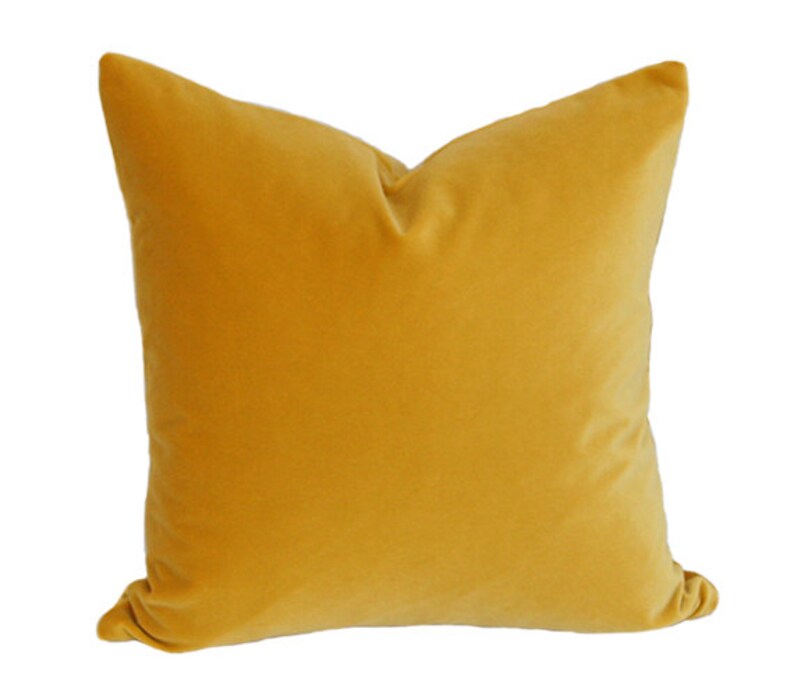 Golden Yellow Velvet Luxury Throw Pillow Designer Pillow Custom High End Pillow Cover image 1