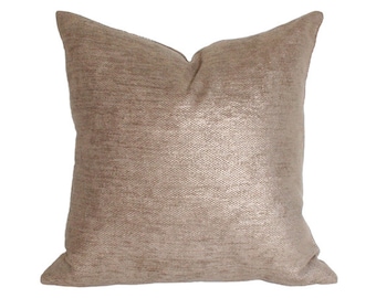 Glimmer Gold Luxury Throw Pillow - Schumacher Solid Designer Pillow - Custom High End Pillow Cover